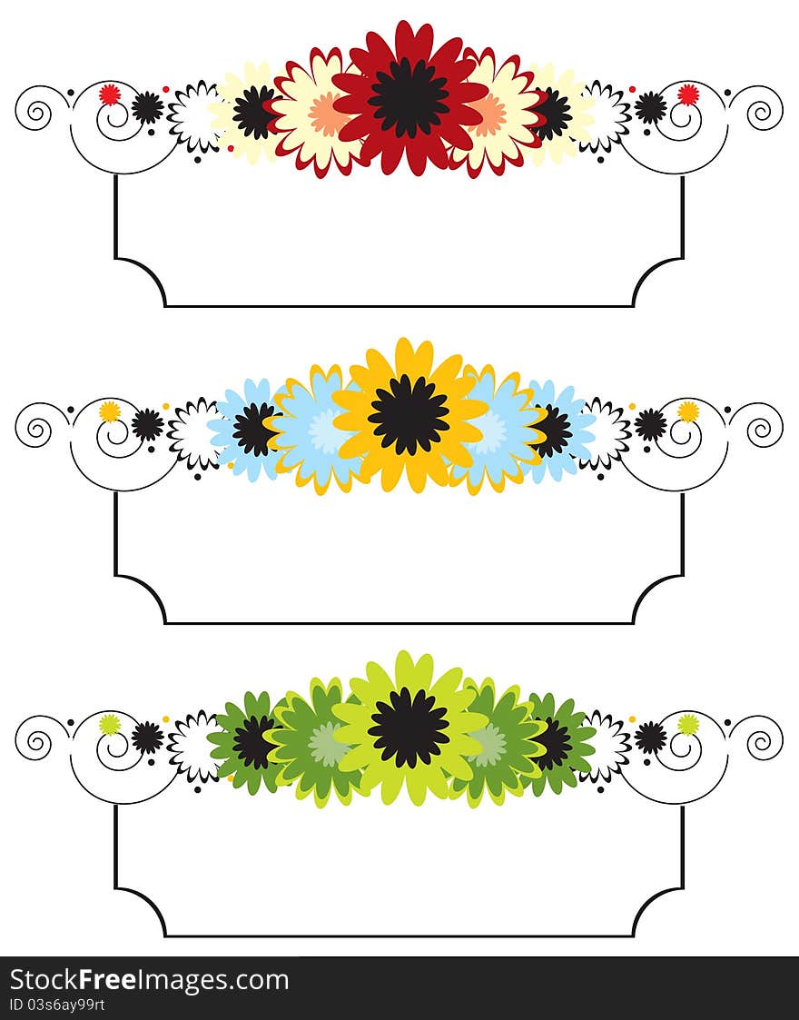 Set of floral banners