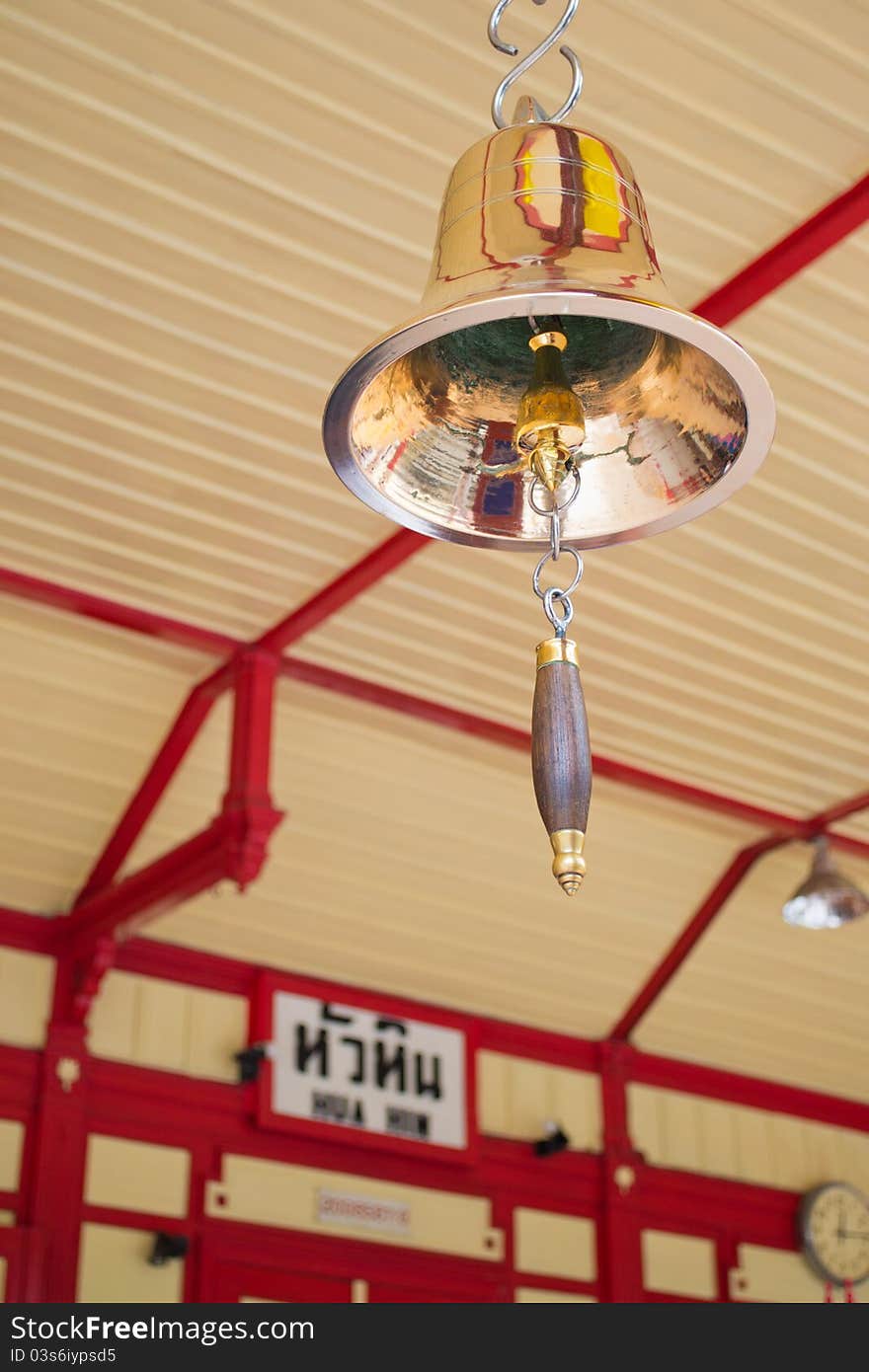A brass bell at huahin train station. A brass bell at huahin train station.