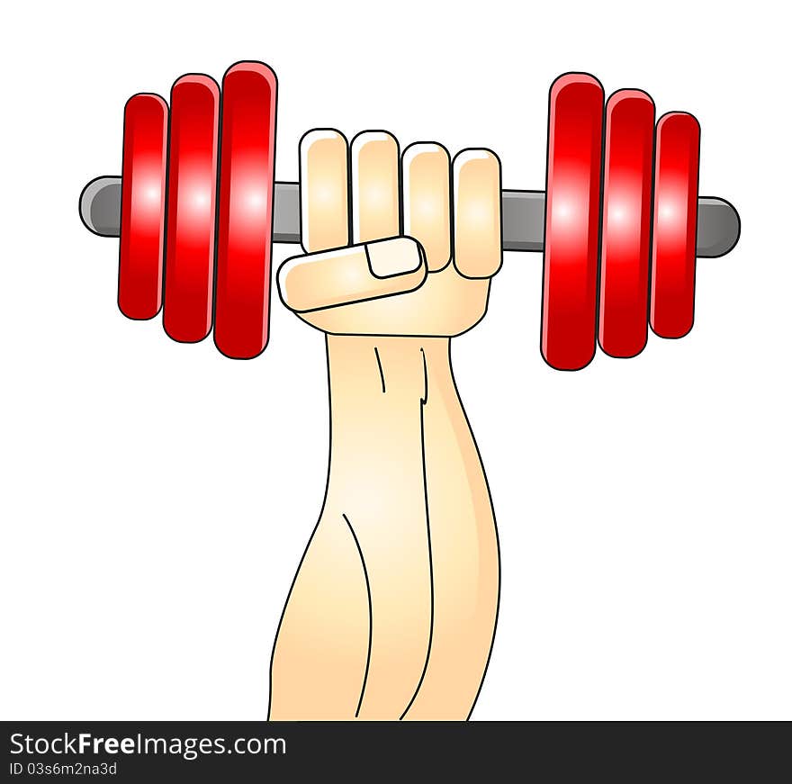 Illustration Of Muscleman Train His Arm