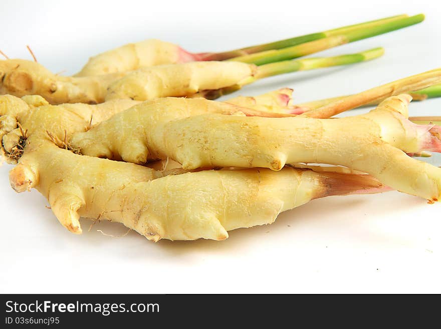 Thailand ginger On a white background.