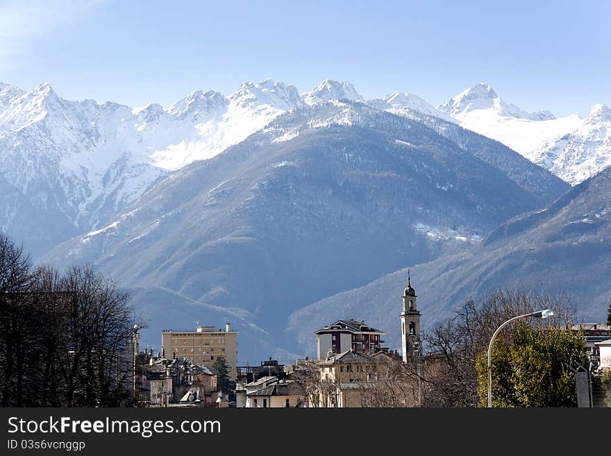 Landscape of a little village in the swiss mountains. Landscape of a little village in the swiss mountains