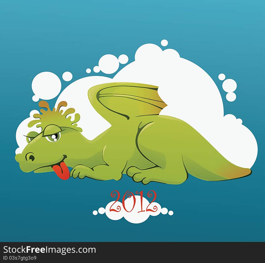 Vector image of little cute dragon as a symbol of year. Vector image of little cute dragon as a symbol of year