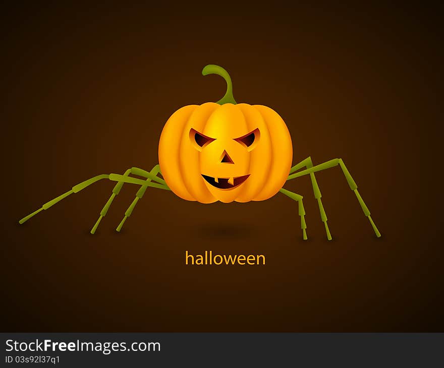 Vector picture with pumpkin spider