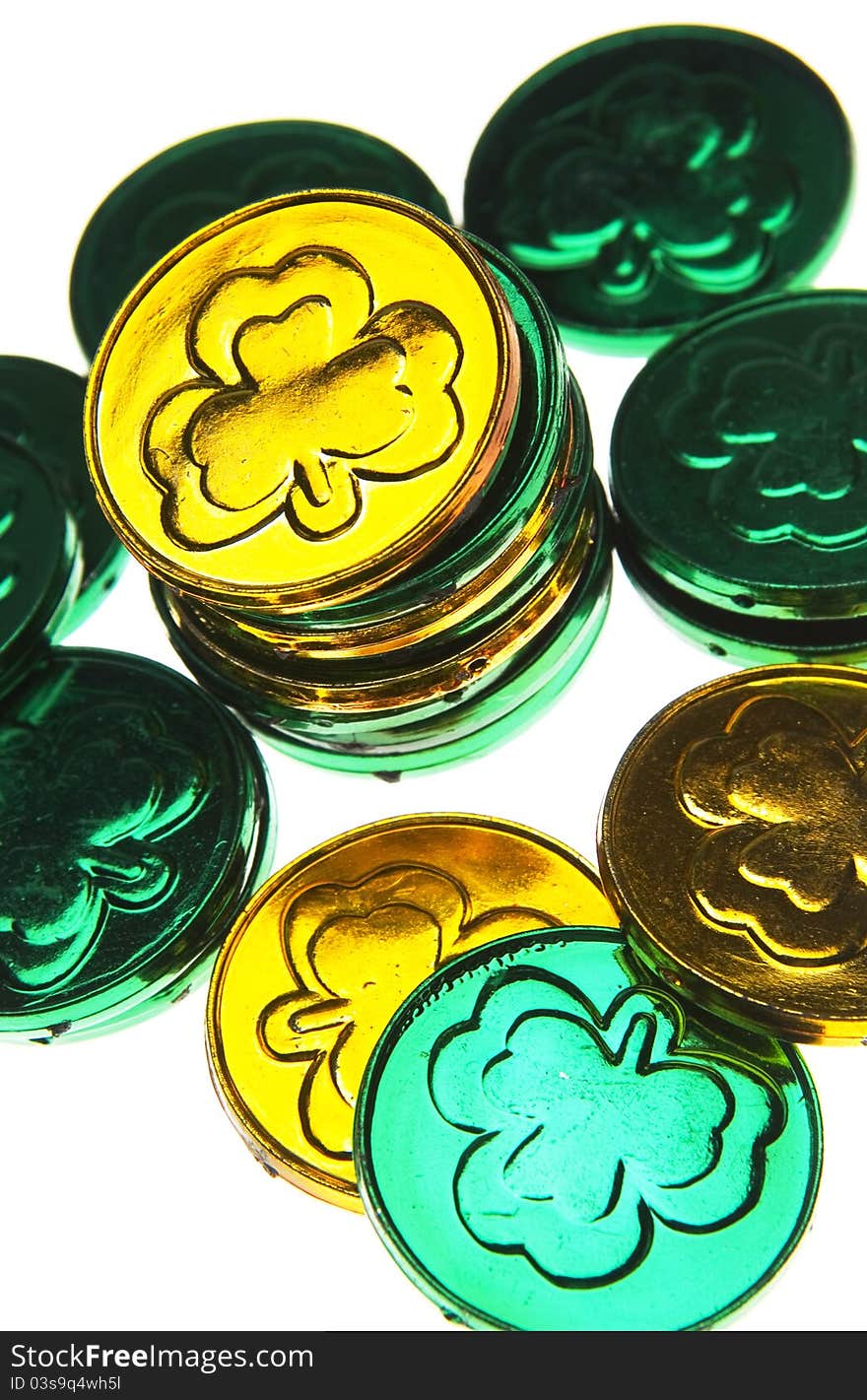 Close up St. Patricks Day coins