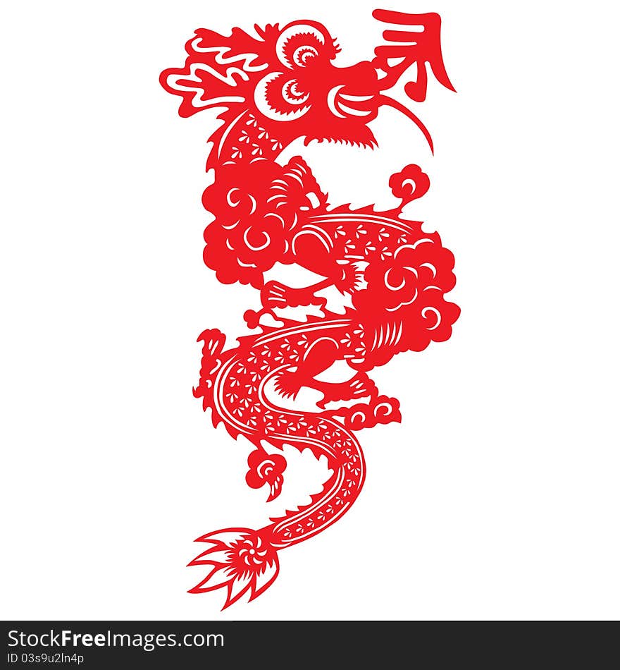 Traditional paper cut of a dragon.