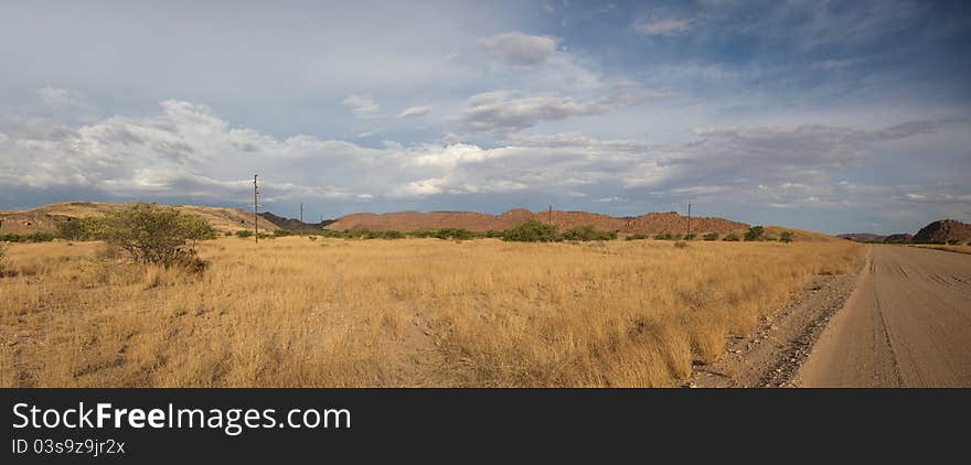 Panoramic view of semi arid desert , Namibia. Panoramic view of semi arid desert , Namibia.