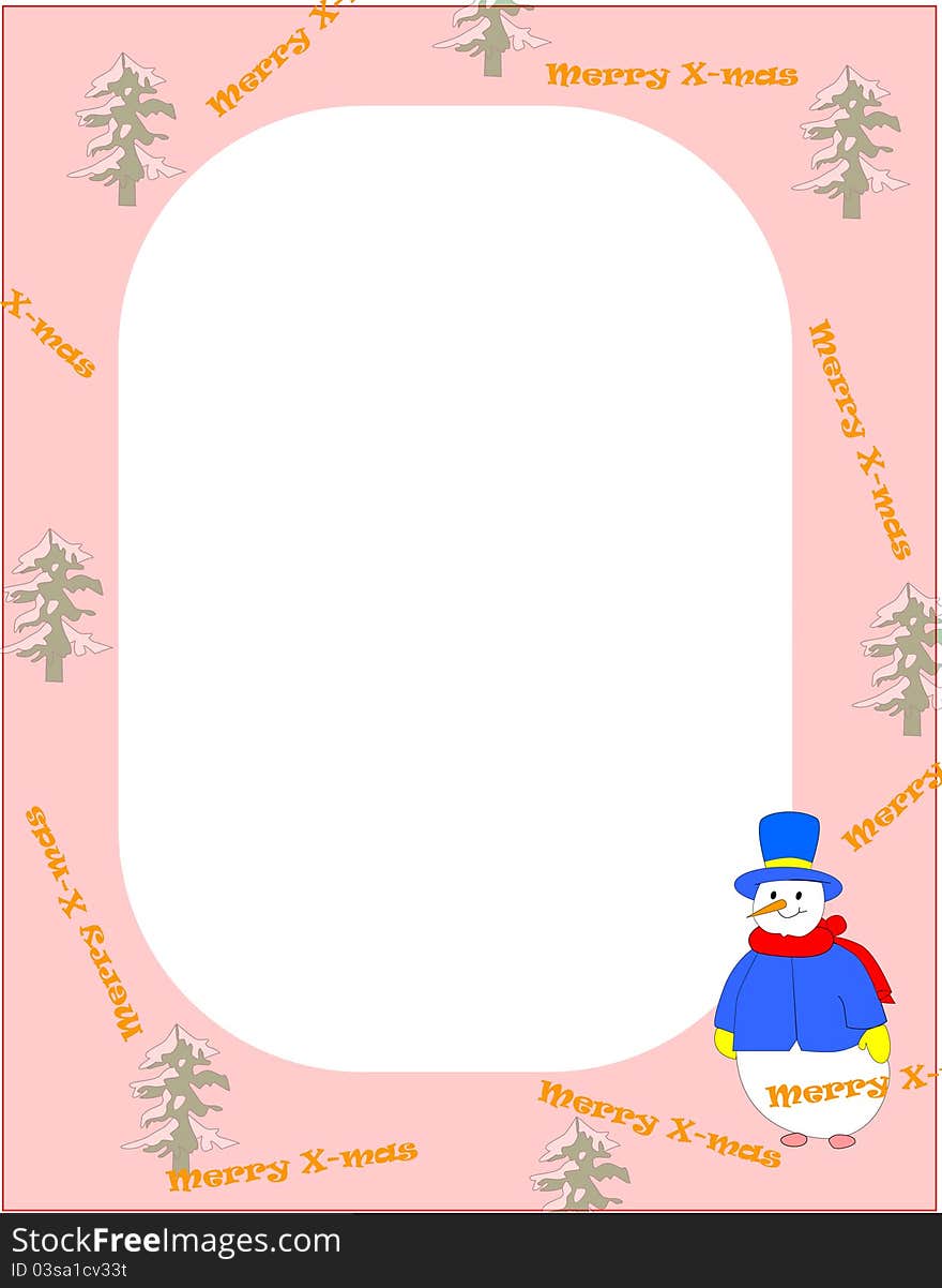 Decorative christmas frame with snowman