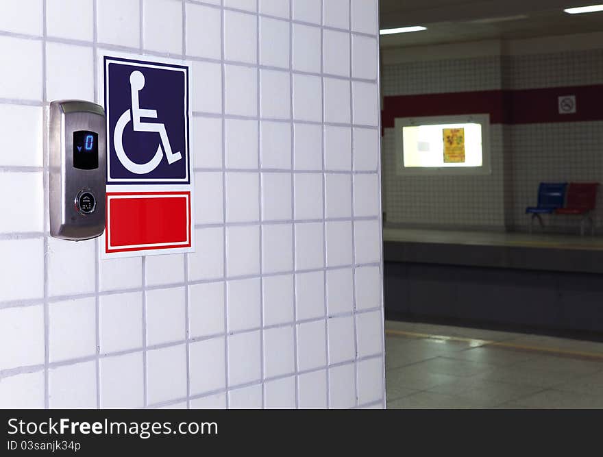 Handicap elevator in subway station. Handicap elevator in subway station