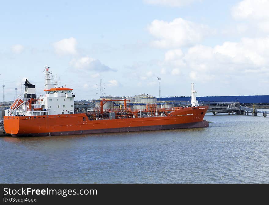 Detail of oil tanker in a port