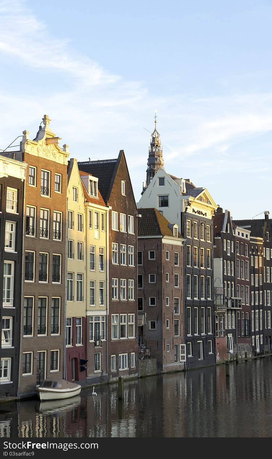 View of some colored houses in amsterdam