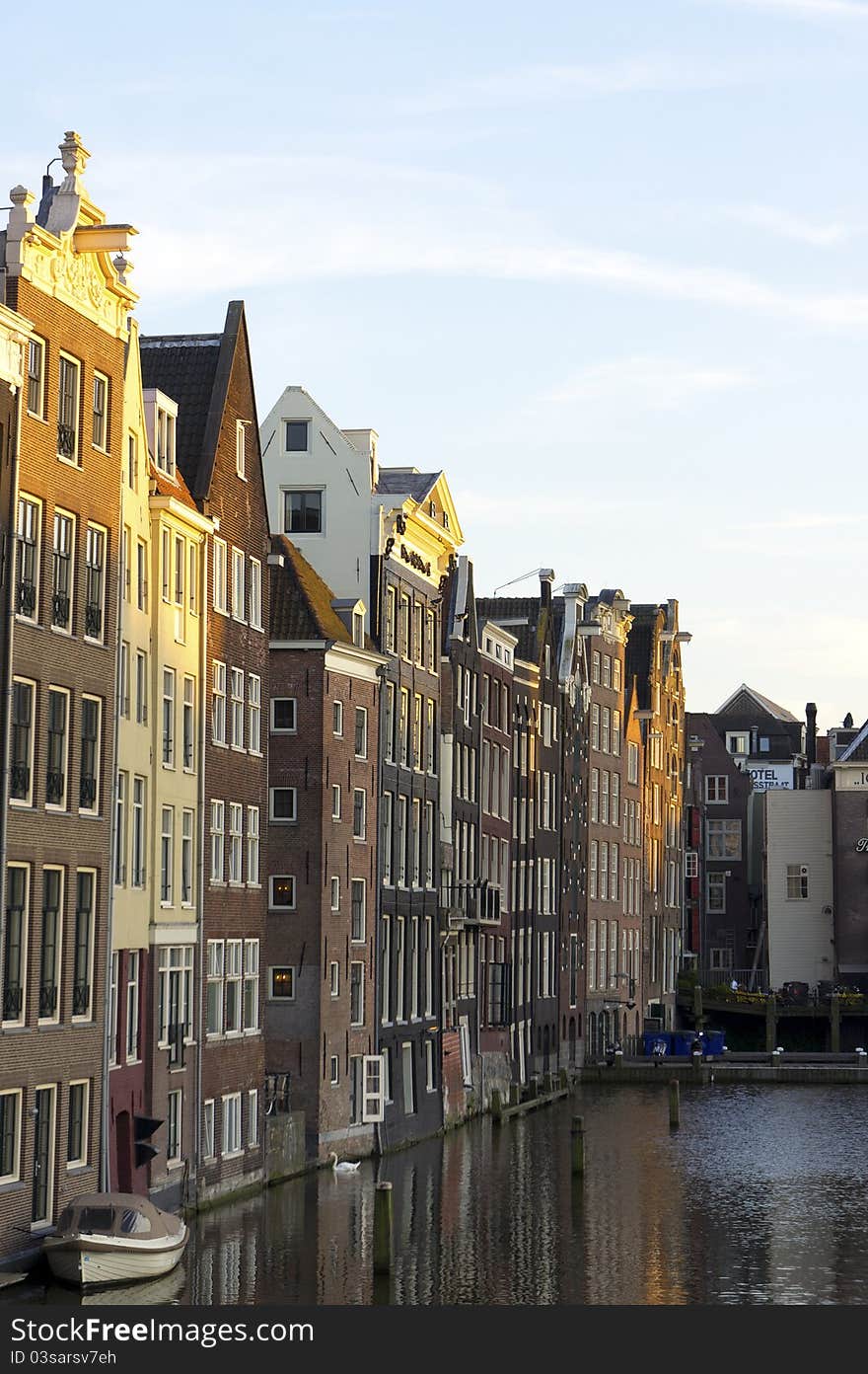 View of some colored houses in amsterdam