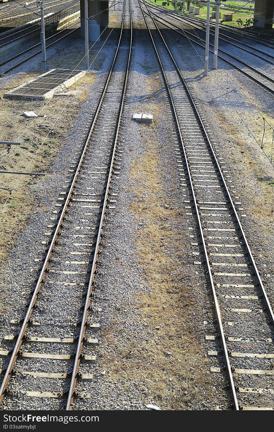 Old and rusty railways perspective shot