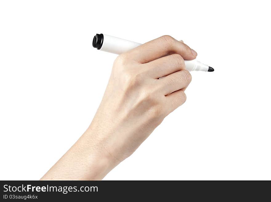 Businesswoman drawing on a white board