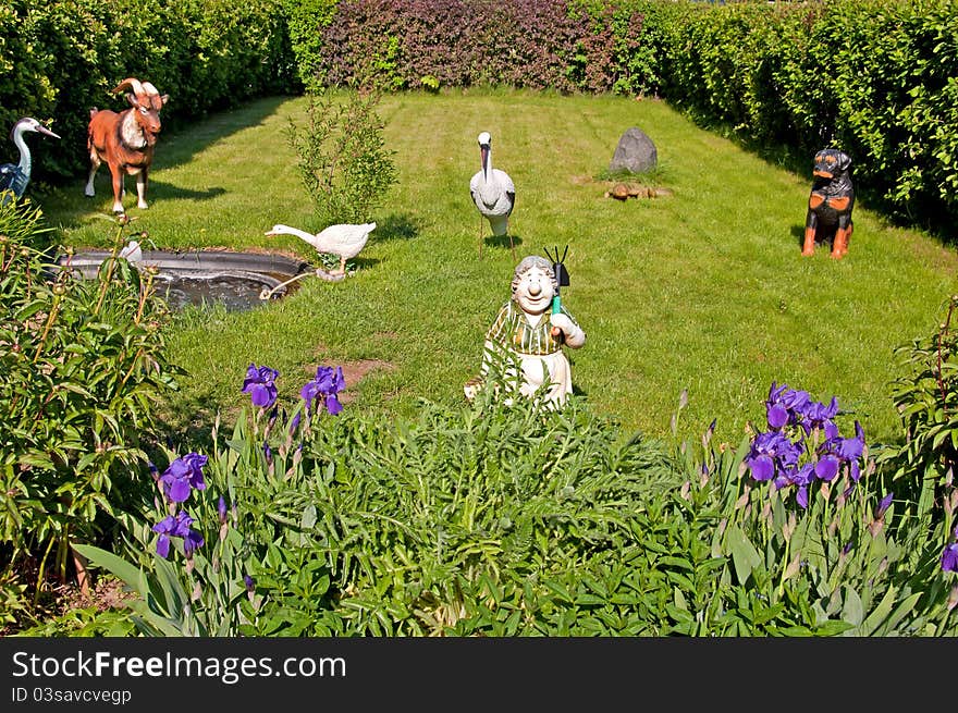 Elements of a garden landscape design, summer day