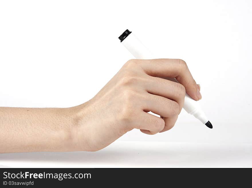 Businesswoman drawing on a white board