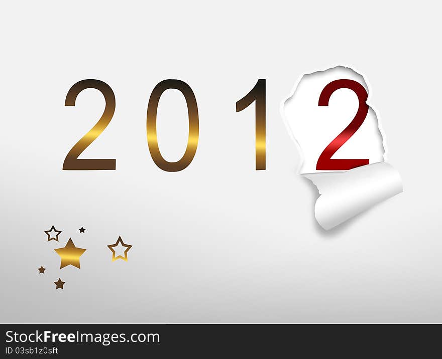 Torn paper with the coming year 2012 - a modern background. Torn paper with the coming year 2012 - a modern background