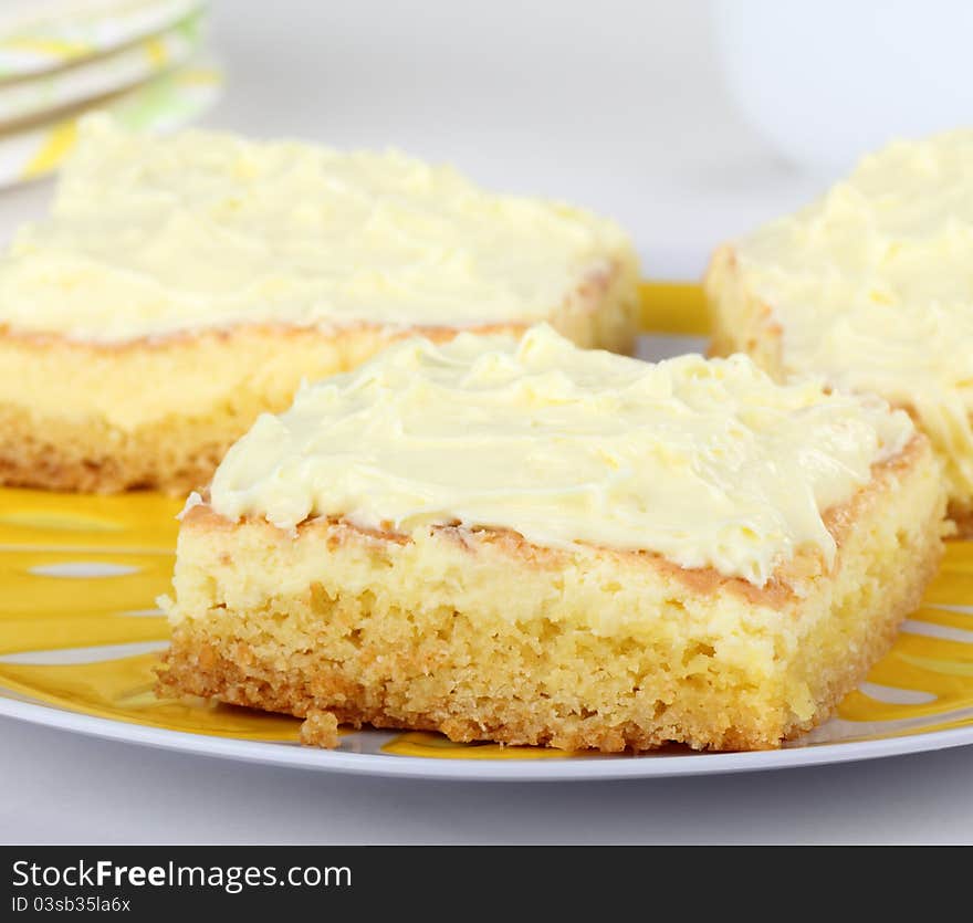 Three lemon bars with selective focus