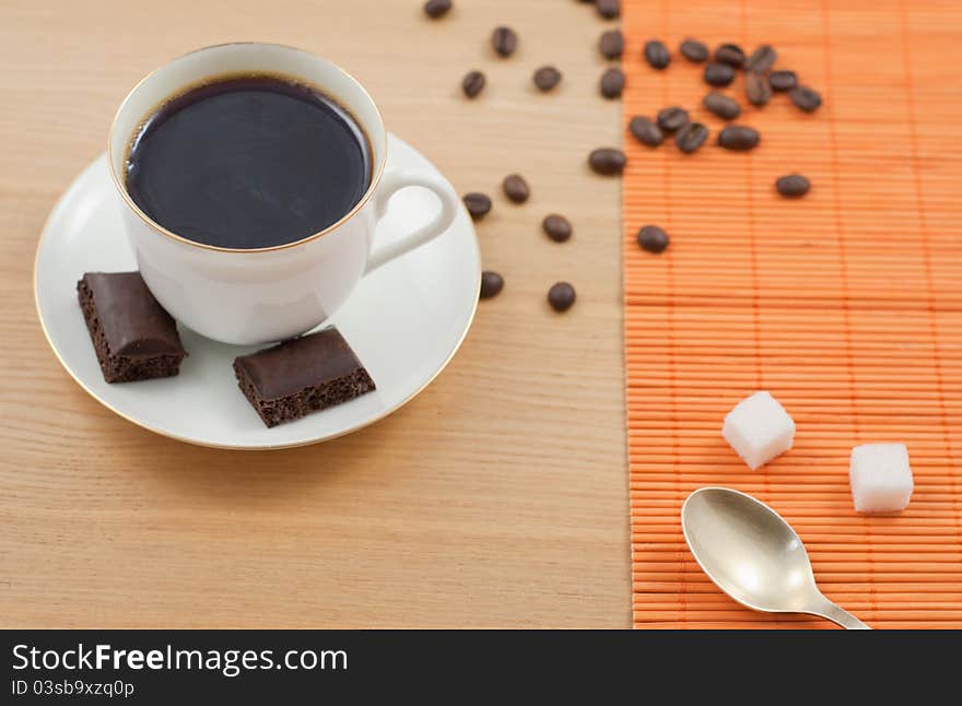 Cup of coffee with chokolate