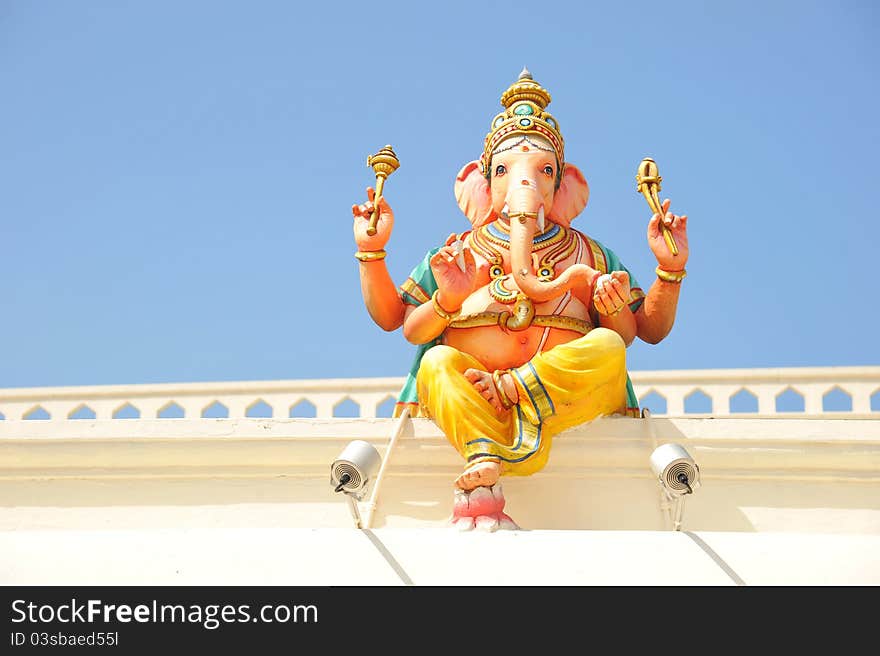 Hindu God Ganesha Sitting On The Wall