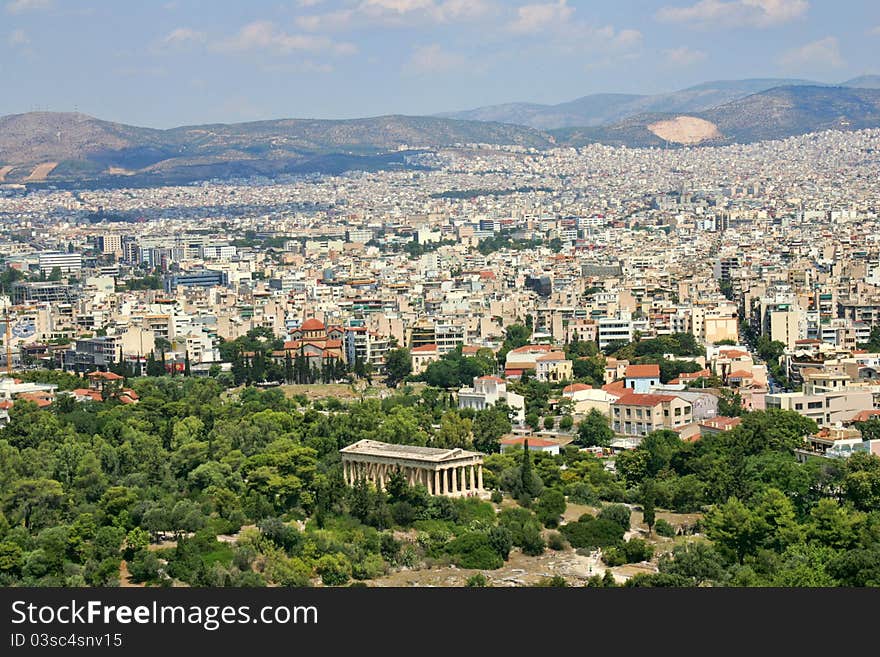 View of the city of Athens from Acropolis view point, Greece.