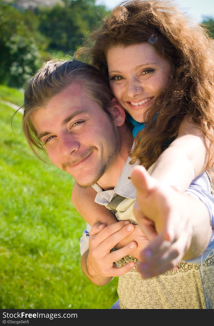 Happy couple hugging closeup portrait