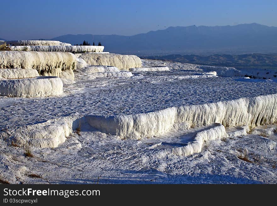 Travertine terraces in Pamukkale, Turkey