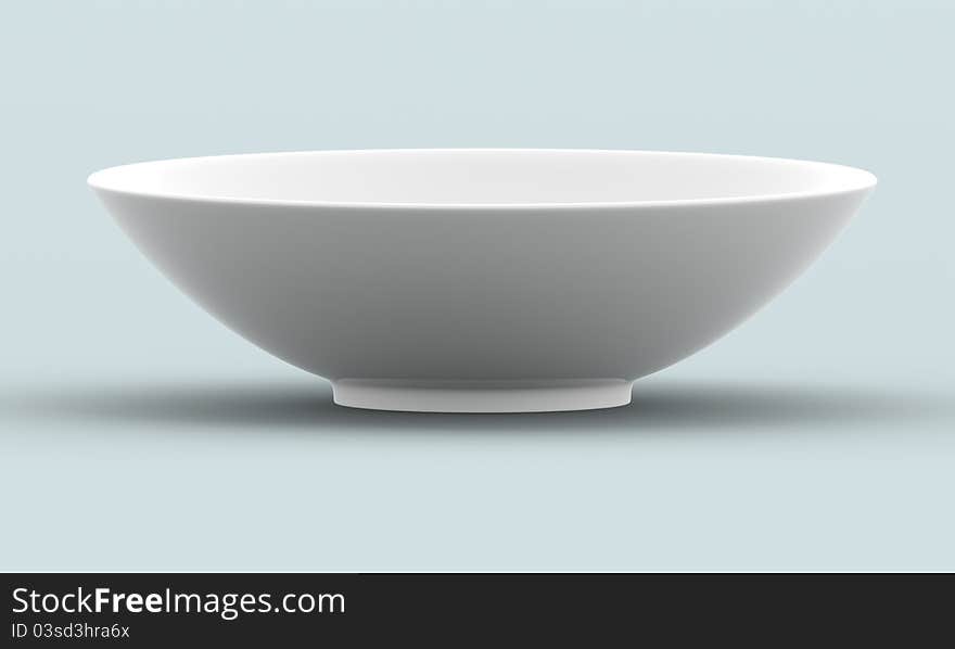 White Sphere Bowl top view on background. Isolated 3d model. White Sphere Bowl top view on background. Isolated 3d model