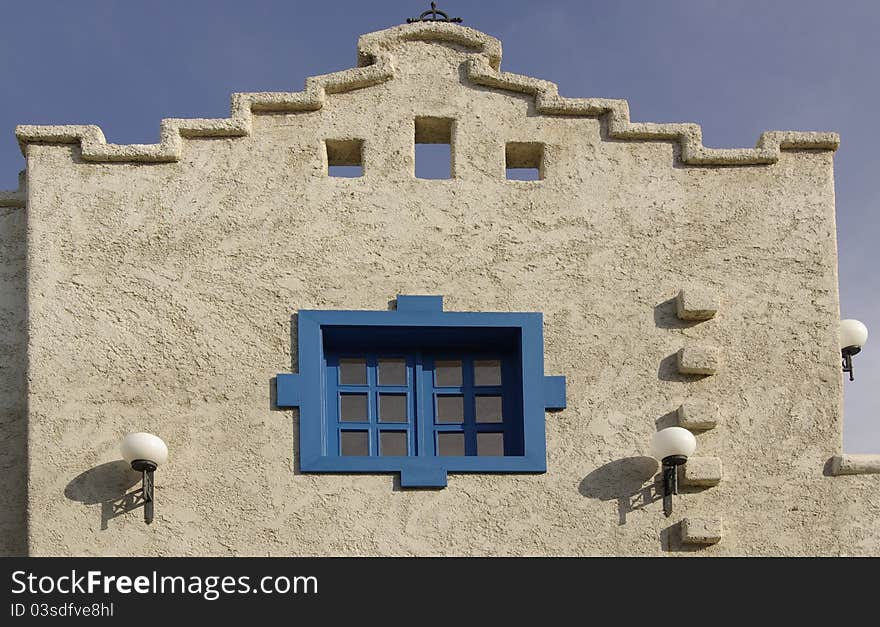 A small blue window