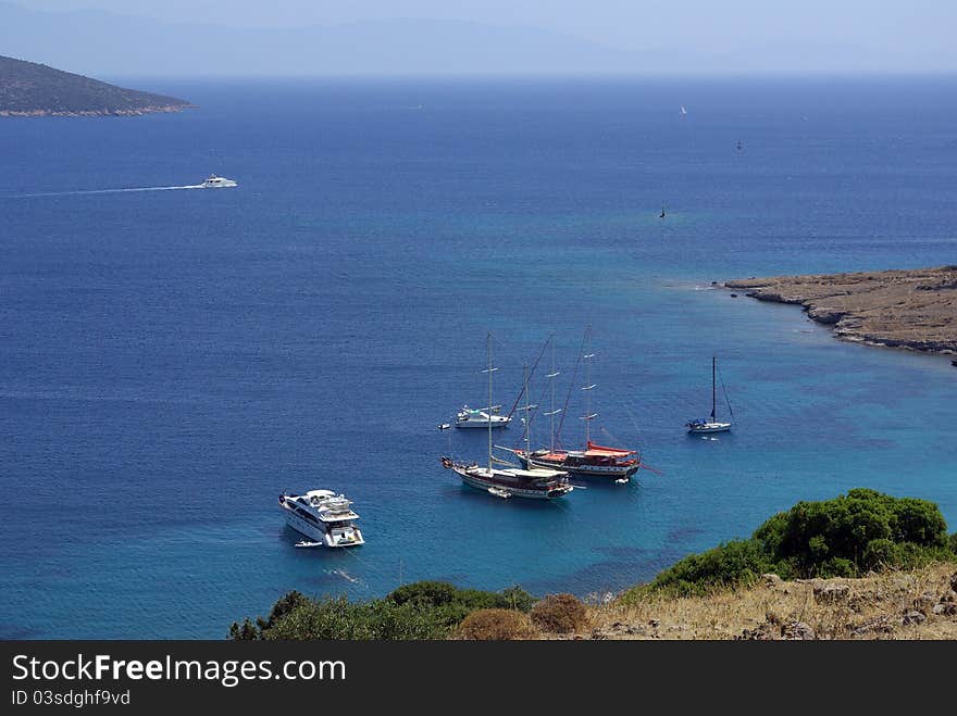 Yachts in the Aegean  Sea