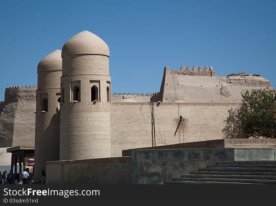 The walls of the city of khiwa in Uzbekistan. The walls of the city of khiwa in Uzbekistan