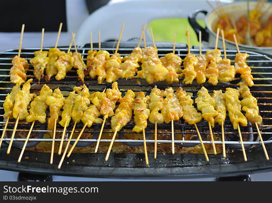 Grilled pork barbecue in Thai style