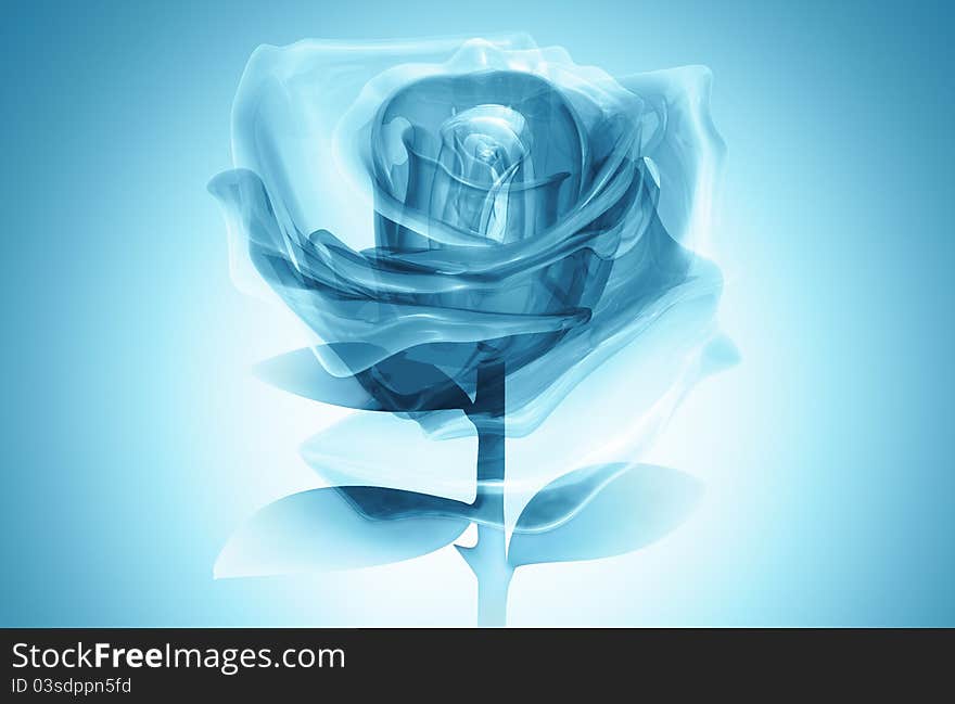 3D Rose Glass Blue