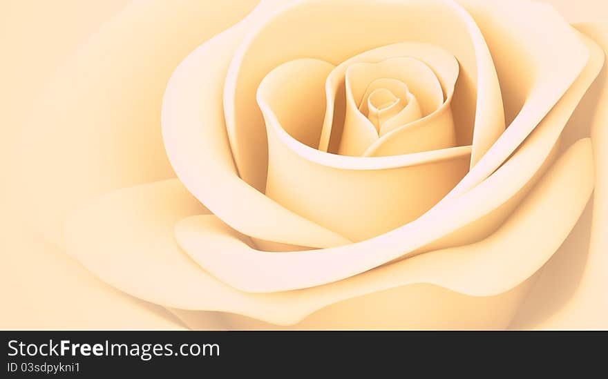 3D light orange rose