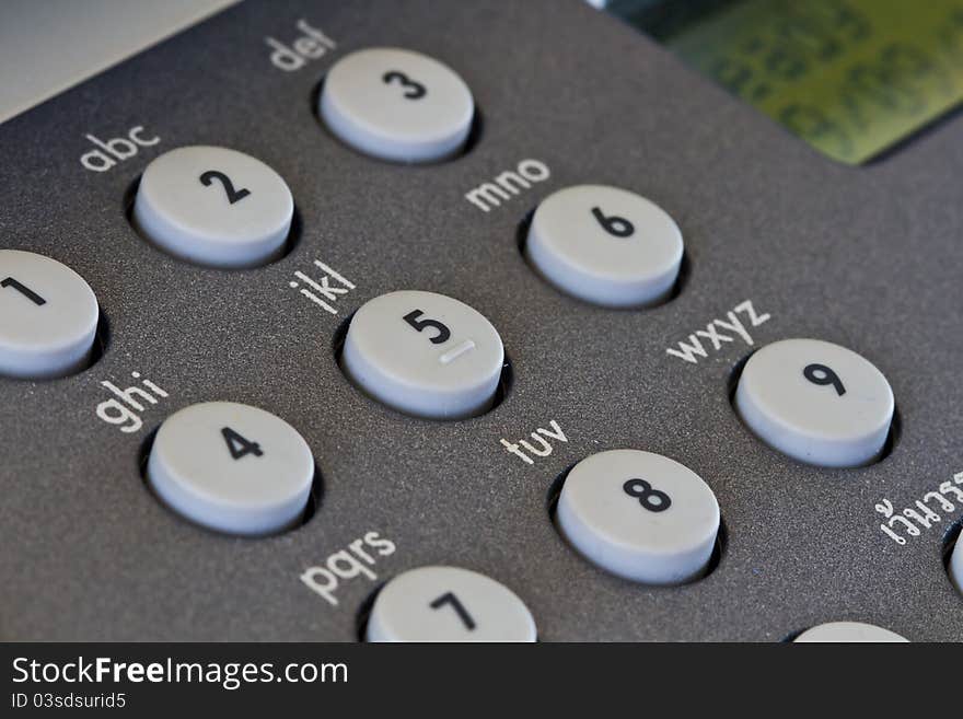 Close up a number pad of fax machine. Close up a number pad of fax machine