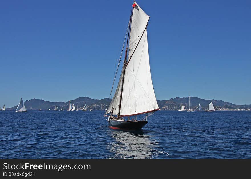 Vintage Yacht At Sea