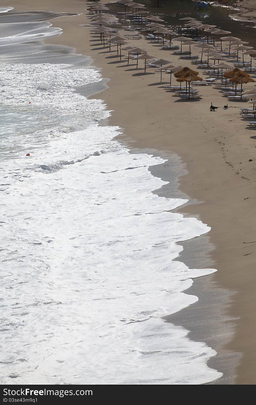 Beautiful waves in the coast ''Armenistis'' of Ikaria - Greece. Ideal for surfers because of large waves. Beautiful waves in the coast ''Armenistis'' of Ikaria - Greece. Ideal for surfers because of large waves