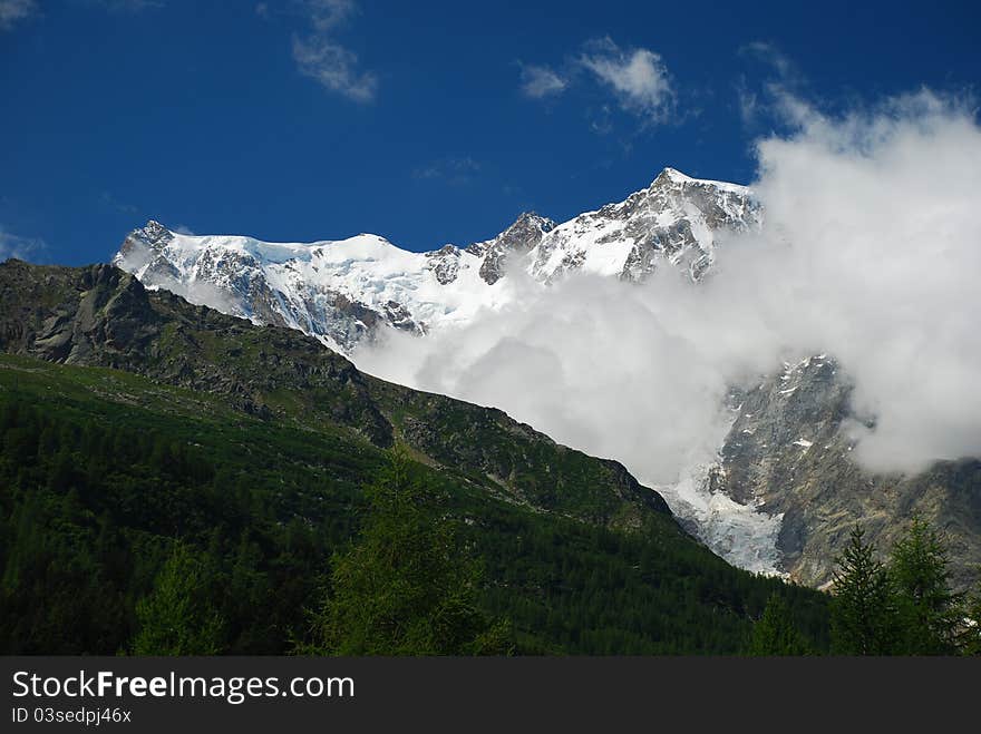 Macugnaga, Italy. View of Monte Rosa