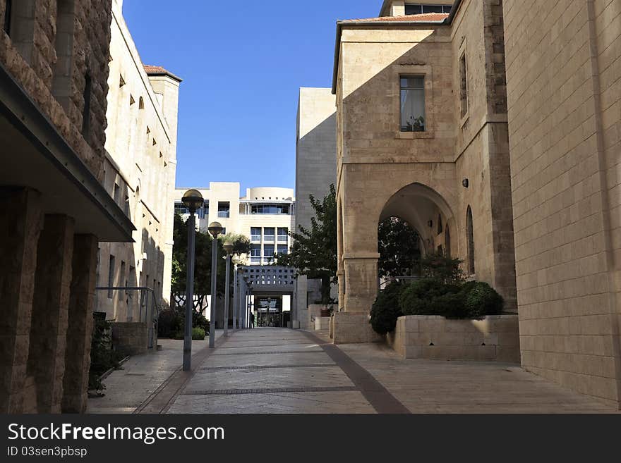 Horizontal oriented image of modern street in historic part of Jerusalem, Israel. Horizontal oriented image of modern street in historic part of Jerusalem, Israel.