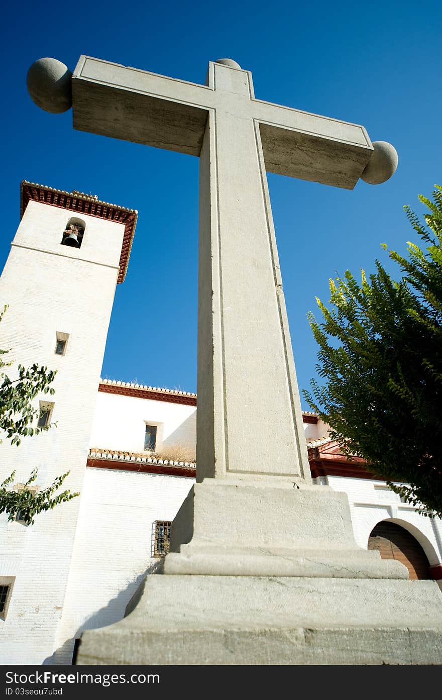 Cross against blue sky, Spain. Cross against blue sky, Spain