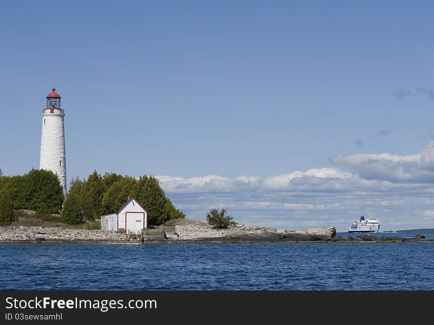 Lighthouse and ferry