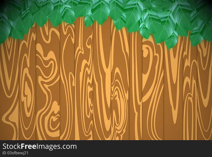 Wood and leaves for the background image. Wood and leaves for the background image