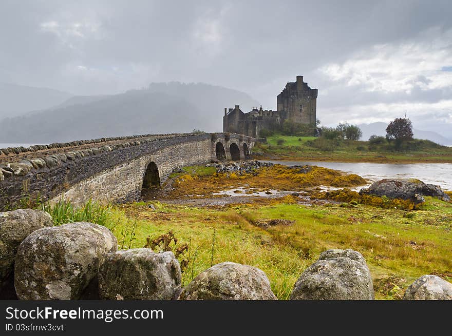 Eilean Donan Castle in rain