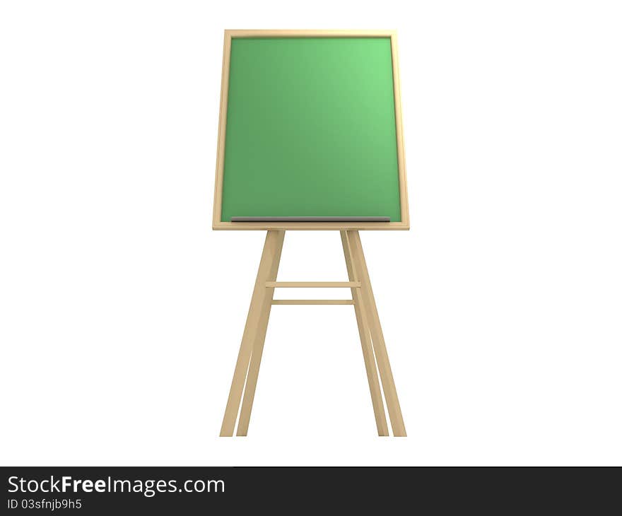 Green chalkboard with wooden frame standing