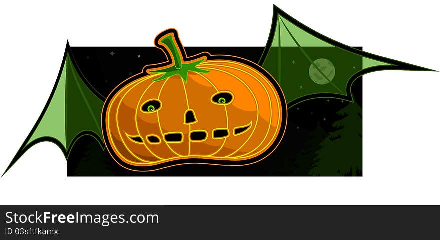 A vector background of a flying pumpkin.   All objects can be moved edited and scaled separately without quality loss. A vector background of a flying pumpkin.   All objects can be moved edited and scaled separately without quality loss.