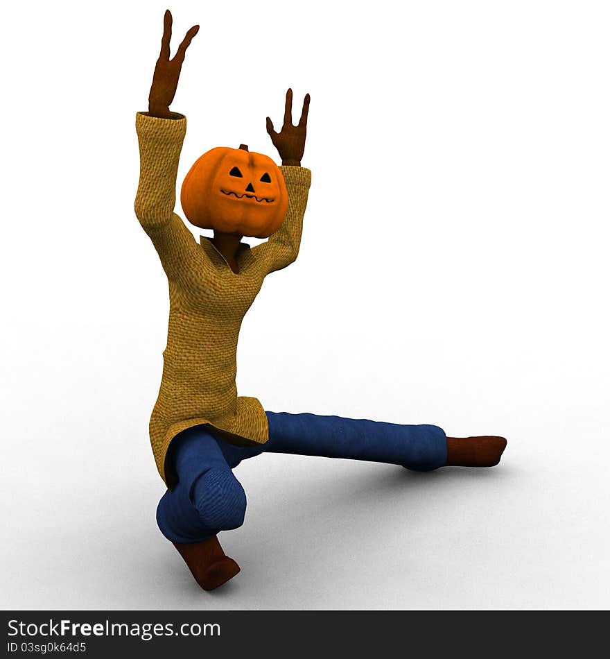 A scarecrow in an unusual pose