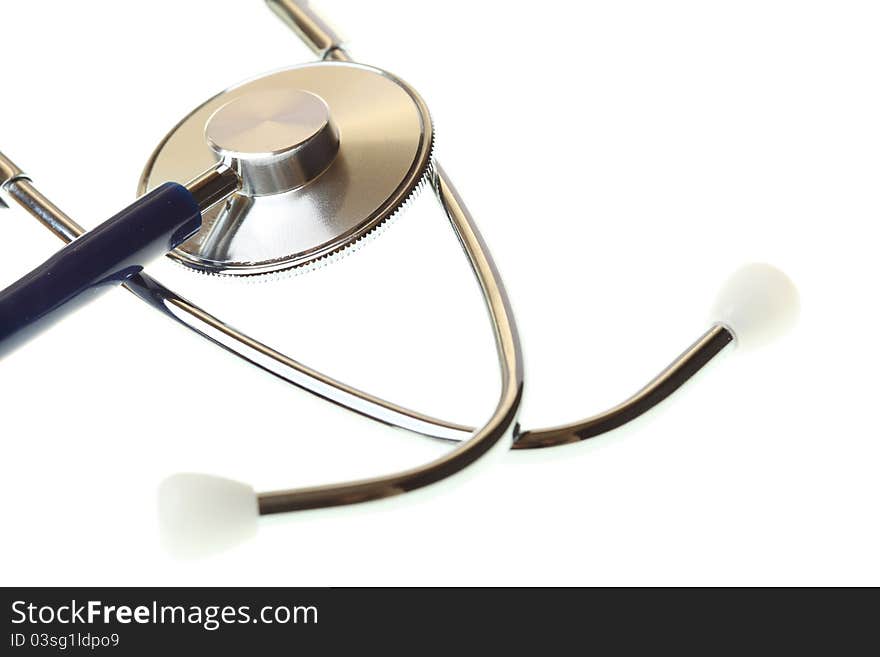 Blue stethoscope isolated on white background