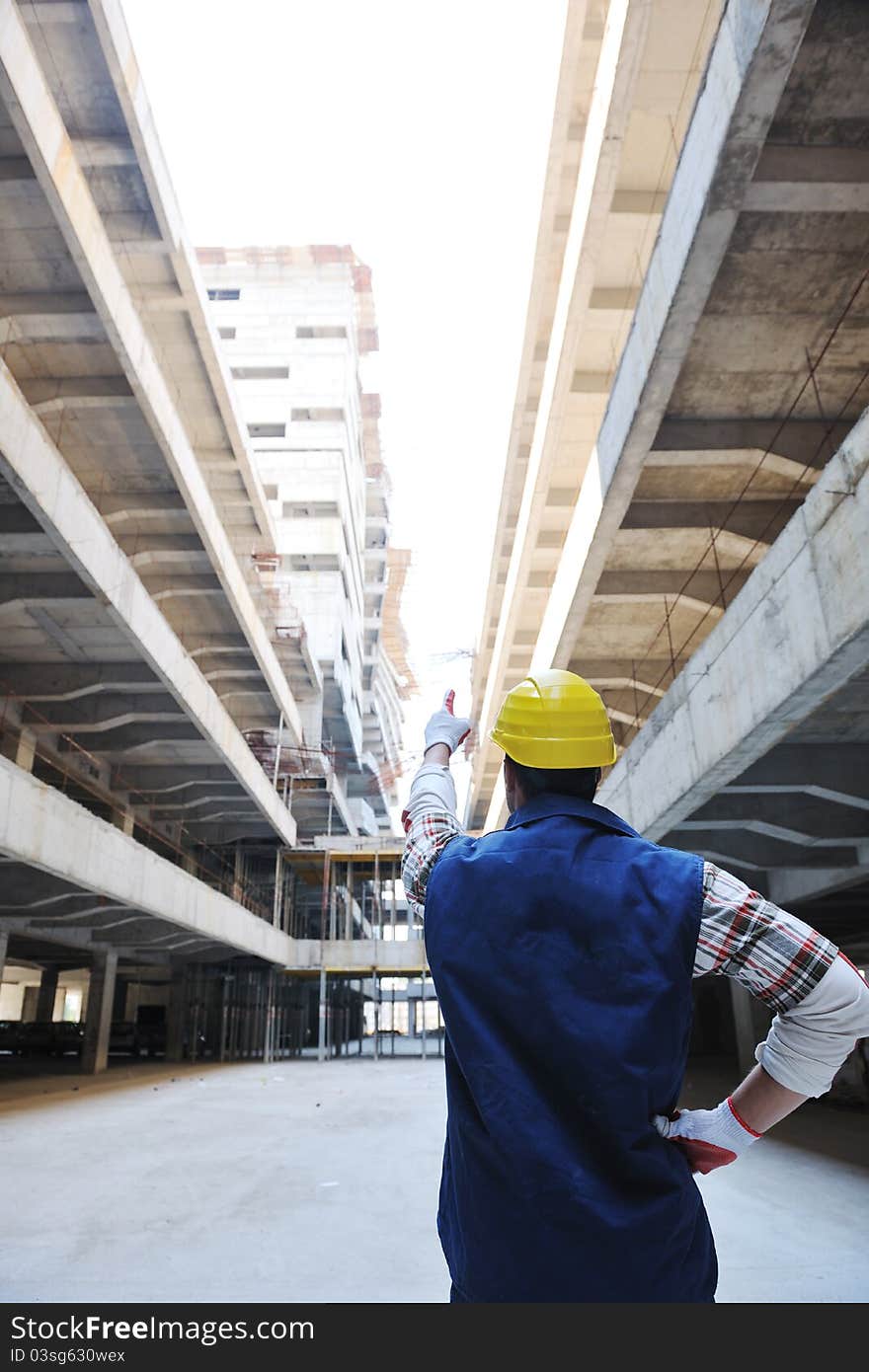 Handsome hard worker people portrait at concstruction site. Handsome hard worker people portrait at concstruction site