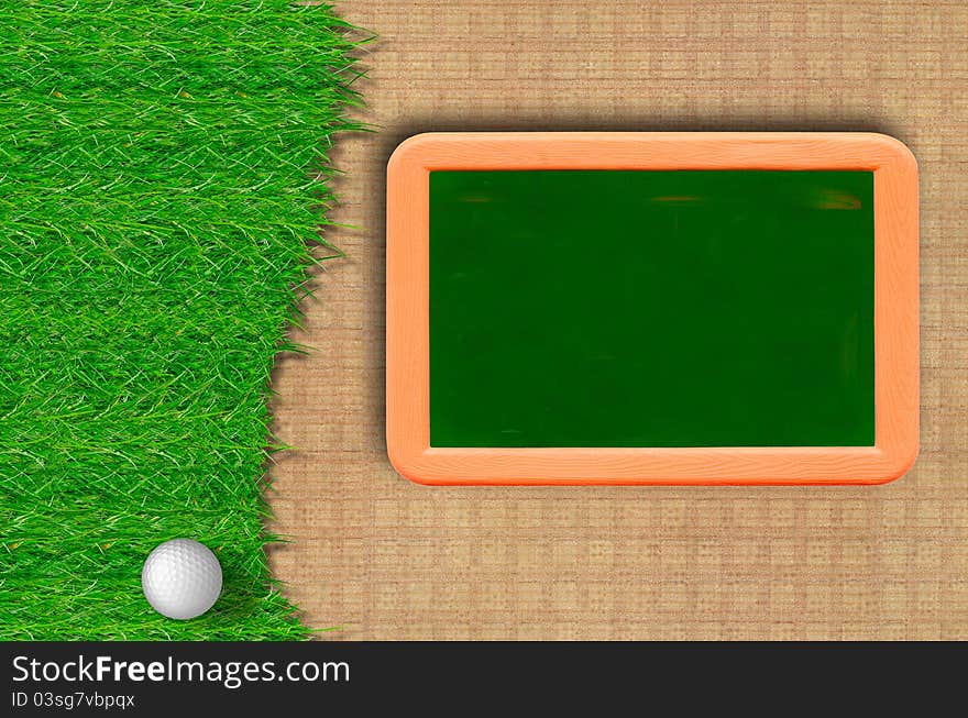 Green grass with blank blackboaed on  vintage background