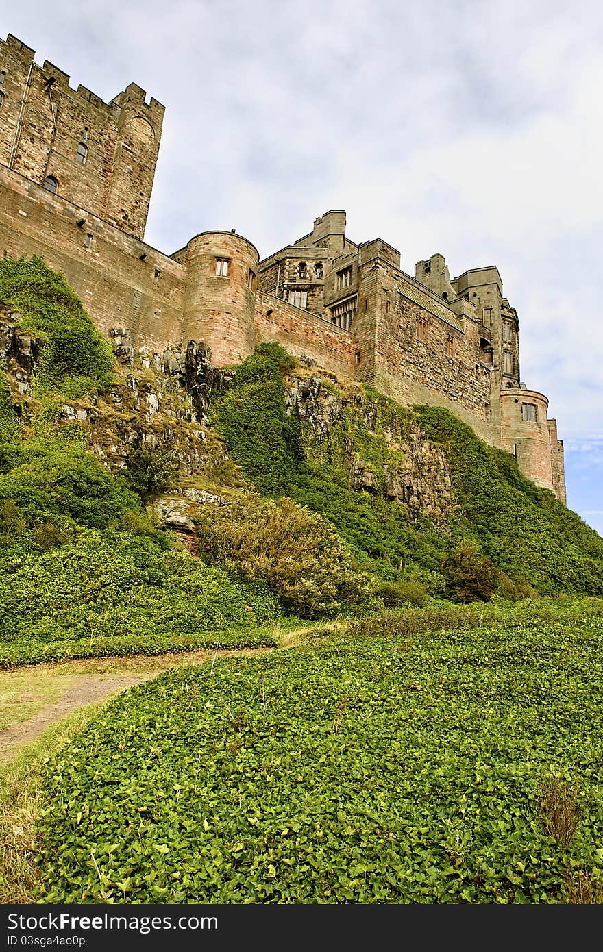 Coastal Bamburgh Castle on of the Finest Castle in Northumbria Overlooks the North Sea England The Holy Island and Grounds Surround the Castle