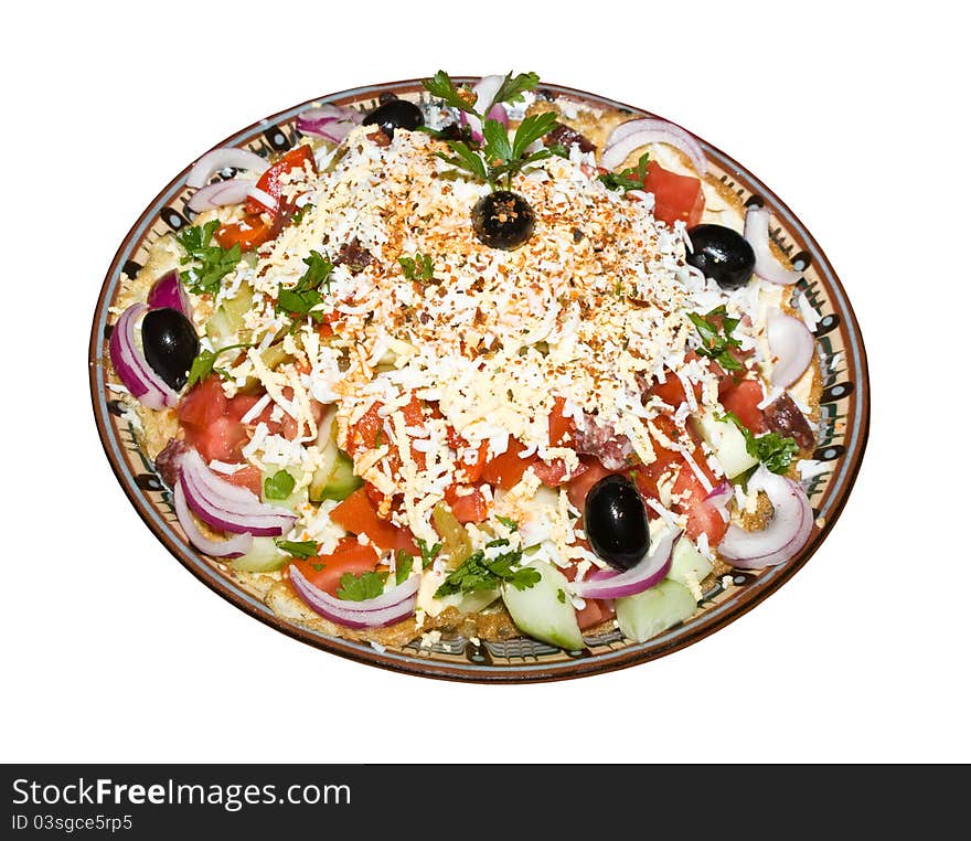 Salad of cucumbers and tomatoes